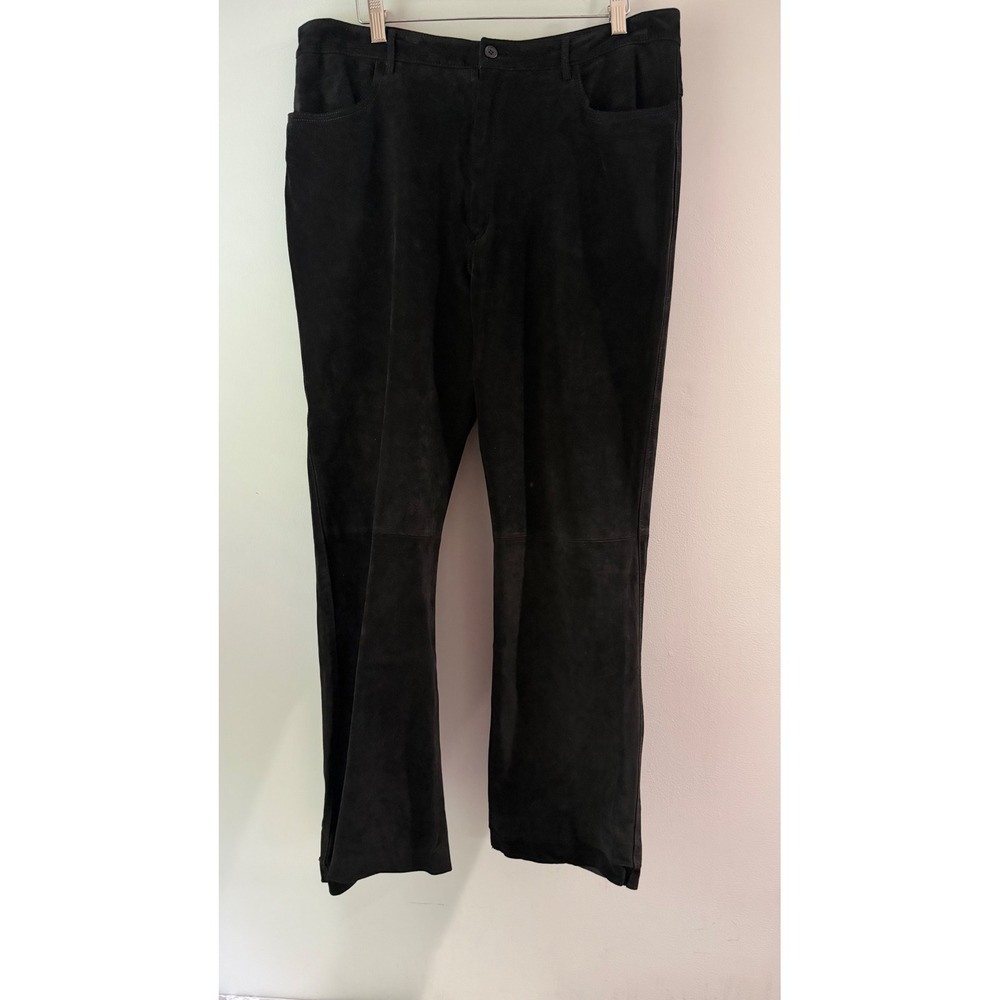 Real Clothes Suede Leather Pants Women 16 Black Good Straight Leg High Rise